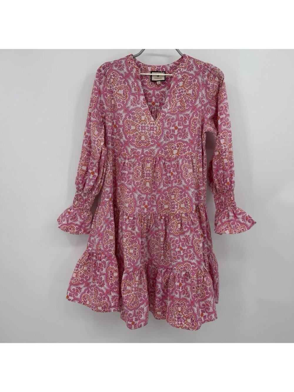 Pomander Place by Tuckernuck Pink and Orange Block Print Kenzo Mini Dress sz XS